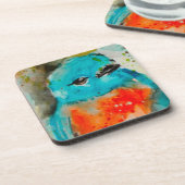 鳥ユニーク水色懸命プラスチックコースター コースター (左側)