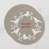 鳥リースモダンスカンジフォトクリスマス シーズンカード (正面/裏面)