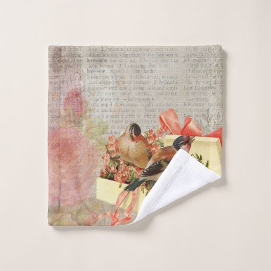 鳥ヴィンテージバスルーム用タオルセット バスタオルセット (ウォッシュタオル)