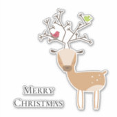 鳥付きクリスマスシカ シール (正面)