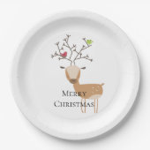 鳥付きクリスマスシカ ペーパープレート (正面)