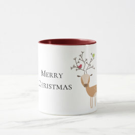 鳥付きクリスマスシカ マグカップ