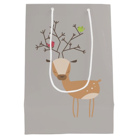 鳥付きクリスマスシカ ミディアムペーパーバッグ (裏面)