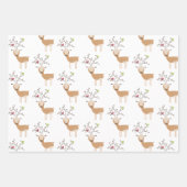 鳥付きクリスマスシカ ラッピングペーパーシート (正面3)