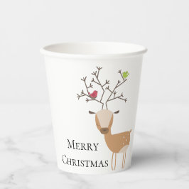 鳥付きクリスマスシカ 紙コップ
