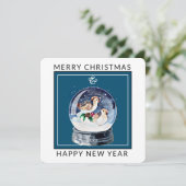 鳥付きスノーグローブ |クリスマス・ホリデー・カード シーズンカード (スタンド正面)