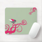 鳥付きベクトルツリー マウスパッド (マウス)