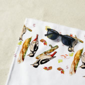 鳥付き水彩模様 ビーチタオル (インサイチュ)