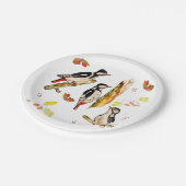 鳥付き水彩模様 ペーパープレート (アングル)