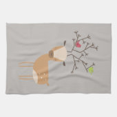 鳥付き鹿 キッチンタオル (横)