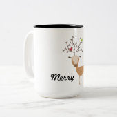 鳥付き鹿 ツートーンマグカップ (正面左)