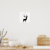 鳥付き鹿 ポスター (キッチン)