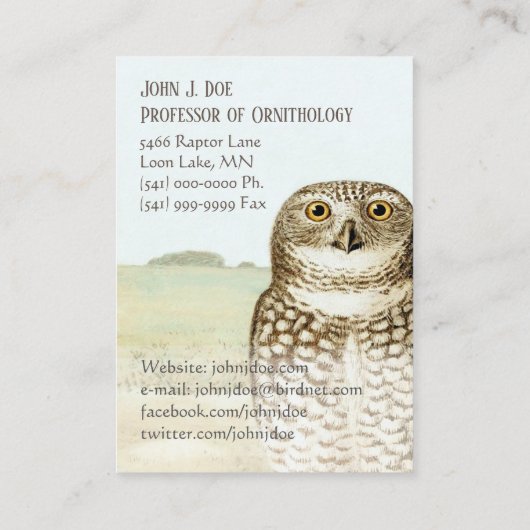 鳥刺しフクロウ2面名刺 名刺 (裏面)