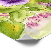 鳥卵水彩花パンジーコラージュアート ポスター (角)