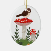 鳥及びキノコ セラミックオーナメント (右)