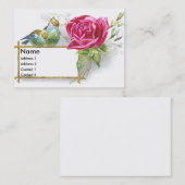 鳥及びピンクのバラのビクトリア時代の人貿易カード 名刺 (正面/裏面)