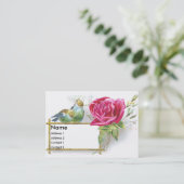 鳥及びピンクのバラのビクトリア時代の人貿易カード 名刺 (スタンド正面)