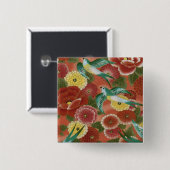 鳥及び花 缶バッジ (正面&裏面)