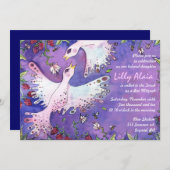 鳥及び蜂の水彩画のバルミツワーの招待状 招待状 (正面/裏面)