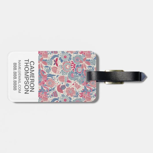 鳥及び蝶が付いているカスタムな写真の花パターン ラゲッジタグ (裏面横)