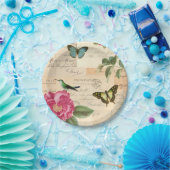 鳥及び蝶が付いているガーリーなヴィンテージの紙皿 ペーパープレート (パーティー)