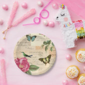 鳥及び蝶が付いているガーリーなヴィンテージの紙皿 ペーパープレート (パーティー)