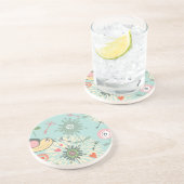 鳥図解入りの、写真付きのと春の花 コースター (側面)