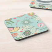 鳥図解入りの、写真付きのと春の花 コースター (左側)