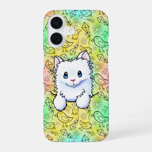 鳥好きの子猫iPhoneケース iPhone 16ケース (裏面)