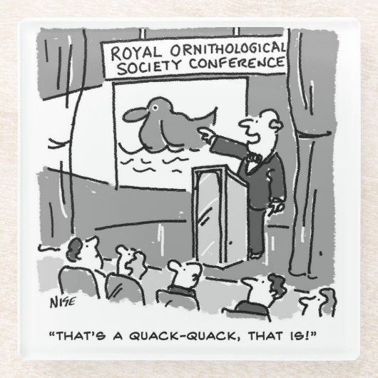 鳥好きへのプレゼント。ユーモア ガラスコースター (正面)