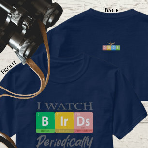 鳥好きへのプレゼント 周期表 パロディTシャツ 青 Tシャツ