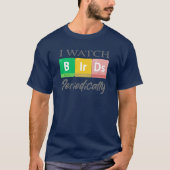 鳥好きへのプレゼント 周期表 パロディTシャツ 青 Tシャツ (正面)