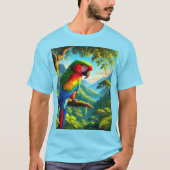 鳥好きインコのオウムブルーTシャツ Tシャツ (正面)