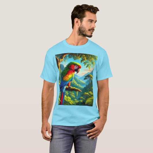 鳥好きインコのオウムブルーTシャツ Tシャツ (正面フル)