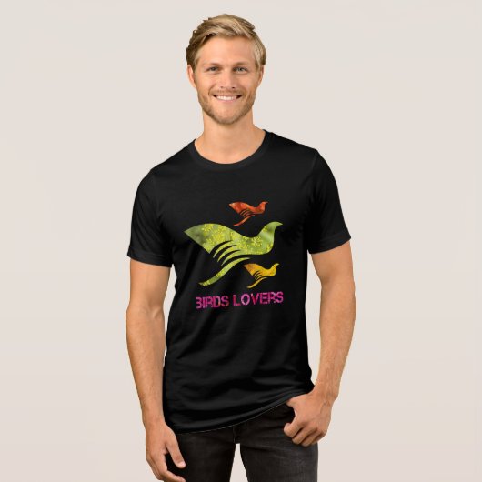 鳥好き トライブレンドTシャツ (正面全面)