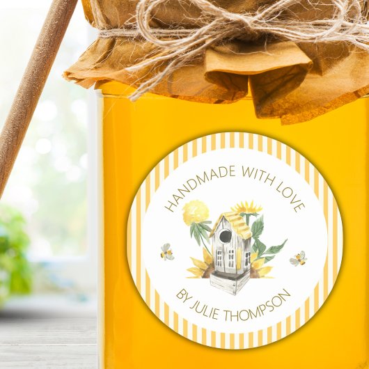  鳥小屋と蜂 🐝 オーダーメイド蜂蜜ラベル ラウンドシール