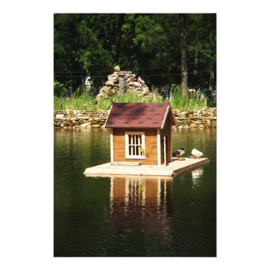 鳥小屋のある池 フォトプリント            (正面)