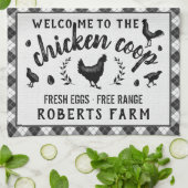 鳥小屋の雌鶏の黒いバッファローの点検の格子縞の国 キッチンタオル (折り畳み)