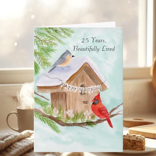 鳥小屋の鳥たちへ25歳の誕生日おめでとう カード