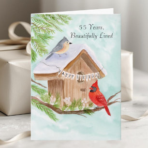 鳥小屋の鳥たちへ55歳の誕生日おめでとう カード