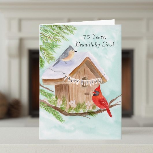 鳥小屋の鳥たちへ75歳の誕生日おめでとう カード