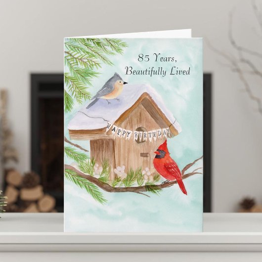 鳥小屋の鳥たちへ85歳の誕生日おめでとう カード