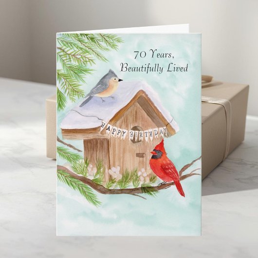鳥小屋の鳥たちへ、70歳の誕生日おめでとうございます カード