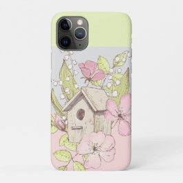 鳥小屋フラワーブロックカラー iPhone 11 PROケース