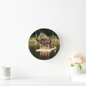 鳥小屋付き池 ラウンド壁時計 (ホーム)
