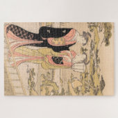 鳥居清永2人の女性が庭で日本美術 ジグソーパズル (横)