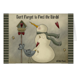 鳥忘れに食べ物を与え乗るなグリーティングカード