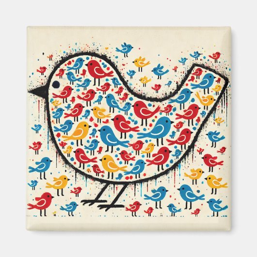 鳥忙し冷蔵庫用マグネット マグネット (正面)