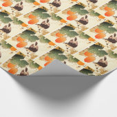 鳥日本のとオレンジの果実を持つ植物 ラッピングペーパー (角)