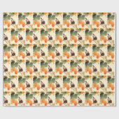 鳥日本のとオレンジの果実を持つ植物 ラッピングペーパー (フラット)